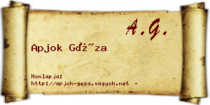 Apjok Géza névjegykártya